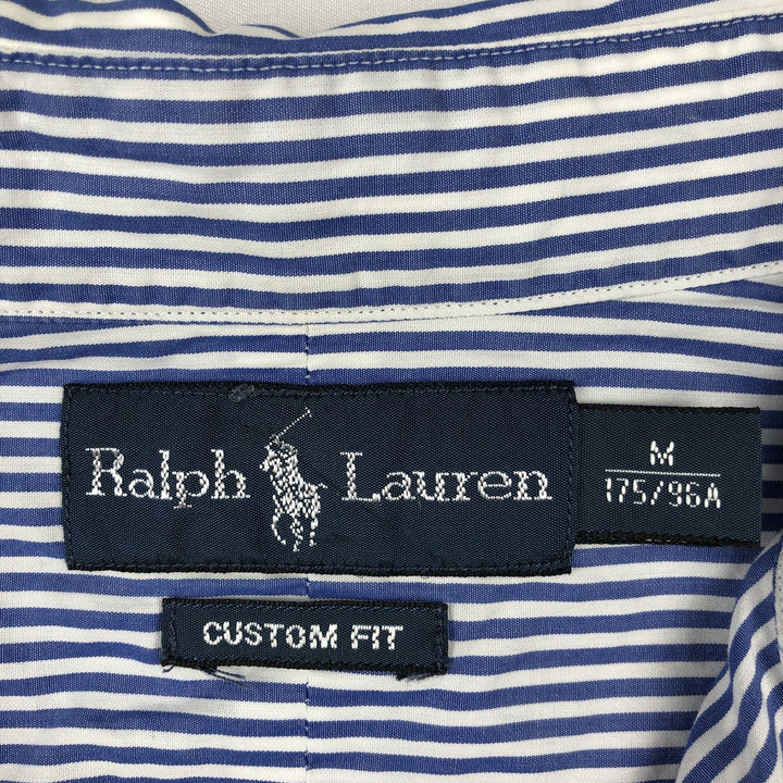 Ralph Lauren CUSTOM FIT short sleeve button down striped shirt men's size M cotton blue type Vintage Second Hand