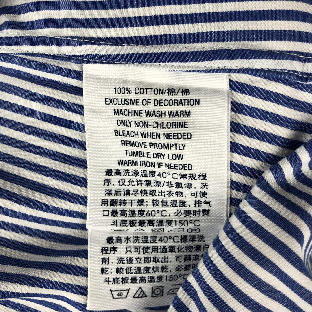 Ralph Lauren CUSTOM FIT short sleeve button down striped shirt men's size M cotton blue type Vintage Second Hand