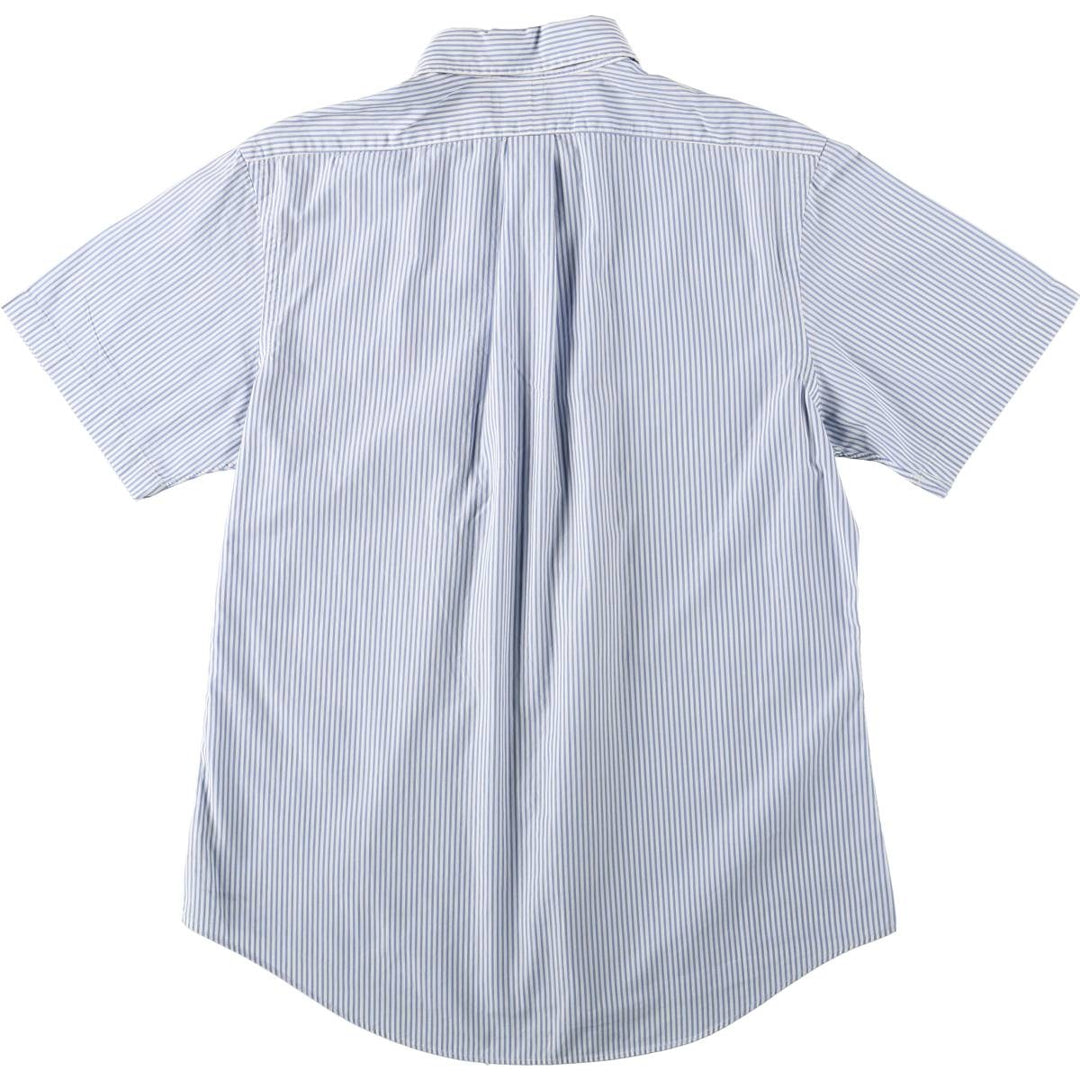 Ralph Lauren CUSTOM FIT short sleeve button down striped shirt men's size L cotton Blue type light blue Vintage Second Hand