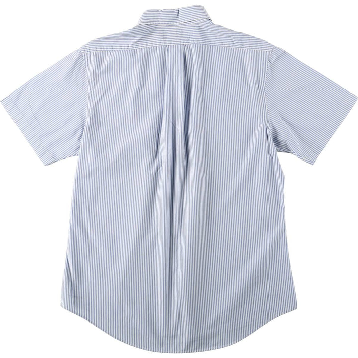 Ralph Lauren CUSTOM FIT short sleeve button down striped shirt men's size L cotton Blue type light blue Vintage Second Hand