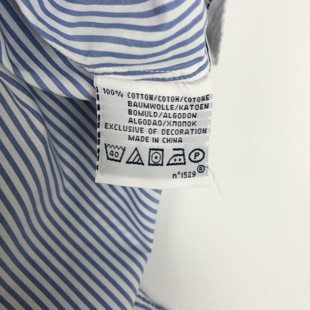 Ralph Lauren CUSTOM FIT short sleeve button down striped shirt men's size L cotton Blue type light blue Vintage Second Hand