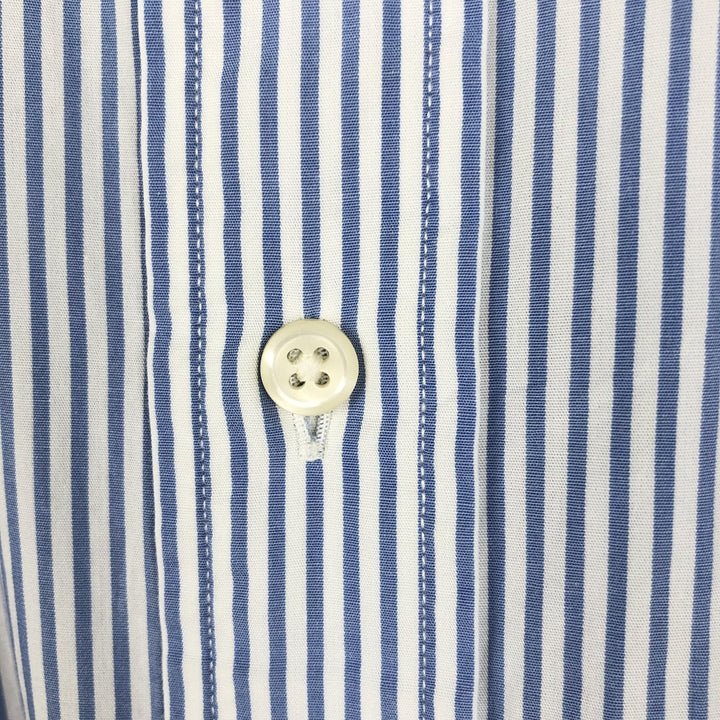 Ralph Lauren CUSTOM FIT short sleeve button down striped shirt men's size L cotton Blue type light blue Vintage Second Hand