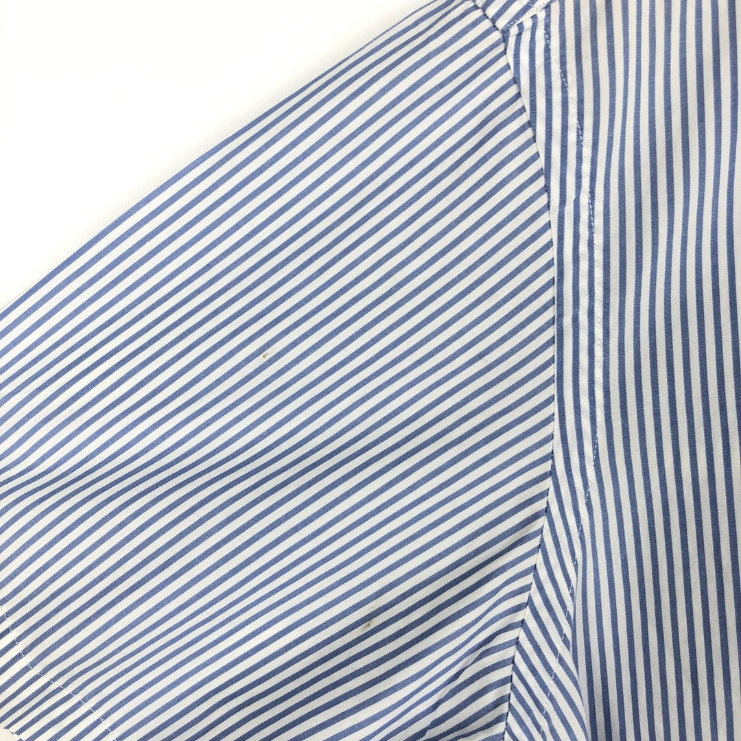 Ralph Lauren CUSTOM FIT short sleeve button down striped shirt men's size L cotton Blue type light blue Vintage Second Hand