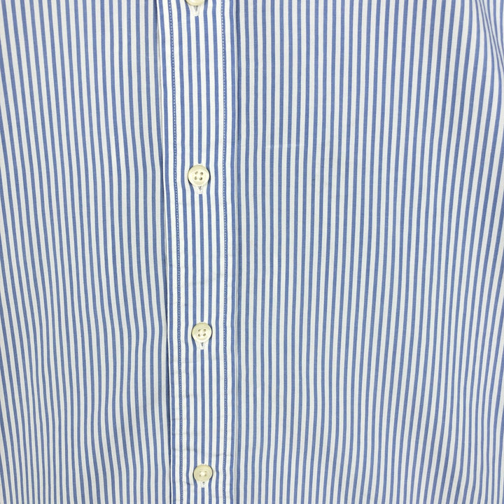 Ralph Lauren CUSTOM FIT short sleeve button down striped shirt men's size L cotton Blue type light blue Vintage Second Hand