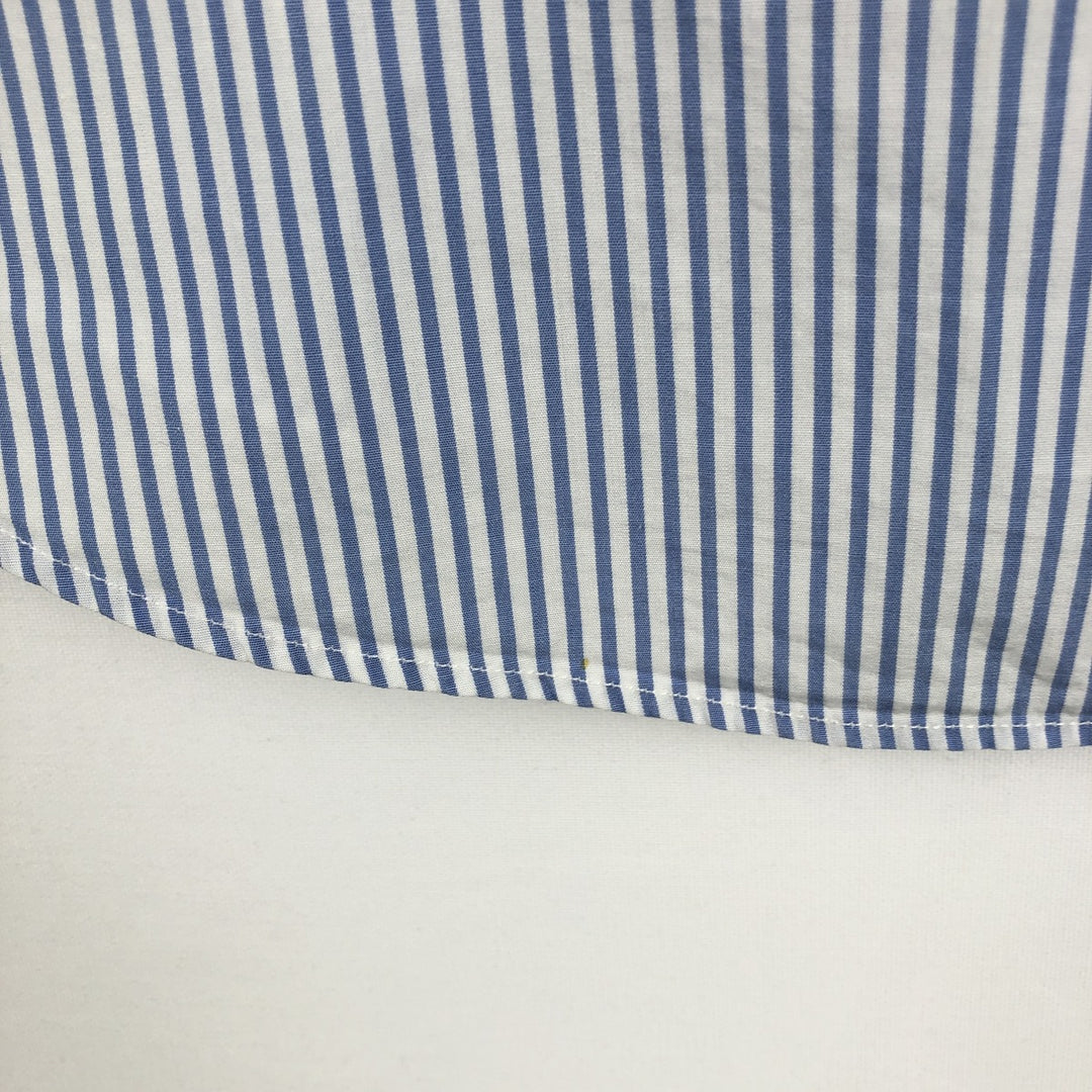 Ralph Lauren CUSTOM FIT short sleeve button down striped shirt men's size L cotton Blue type light blue Vintage Second Hand