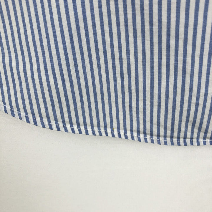 Ralph Lauren CUSTOM FIT short sleeve button down striped shirt men's size L cotton Blue type light blue Vintage Second Hand