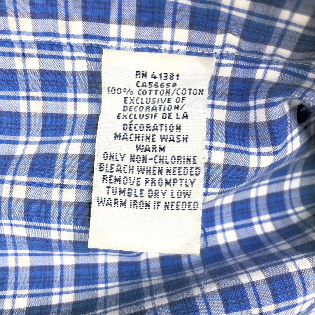 Ralph Lauren short sleeve button down check shirt, men's XL size cotton blue type Vintage Second Hand