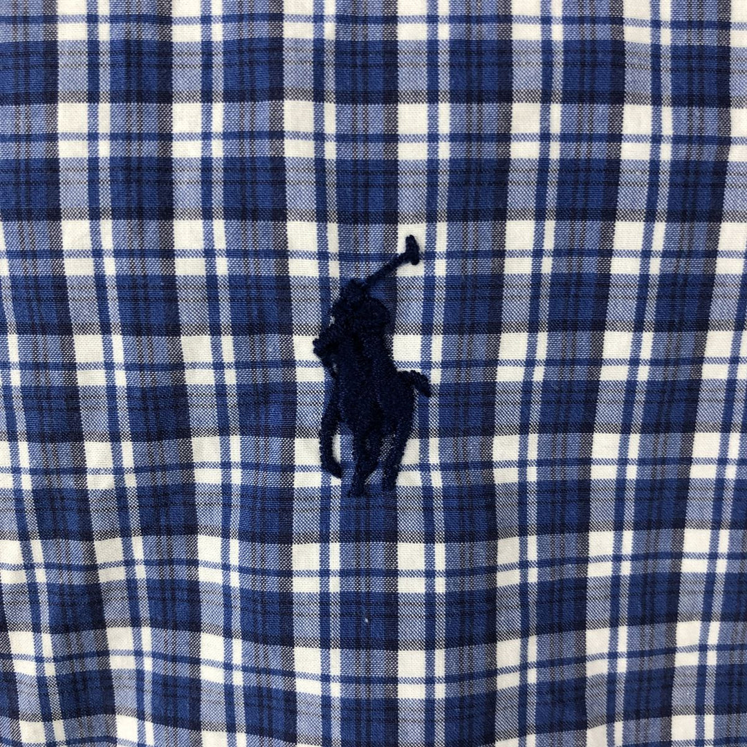 Ralph Lauren short sleeve button down check shirt, men's XL size cotton blue type Vintage Second Hand