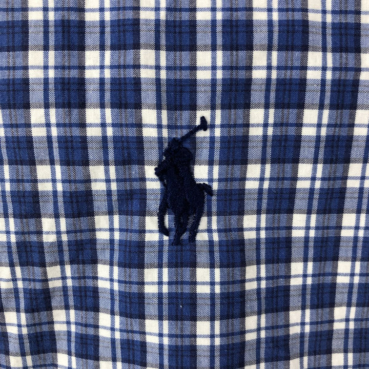 Ralph Lauren short sleeve button down check shirt, men's XL size cotton blue type Vintage Second Hand