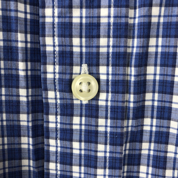 Ralph Lauren short sleeve button down check shirt, men's XL size cotton blue type Vintage Second Hand