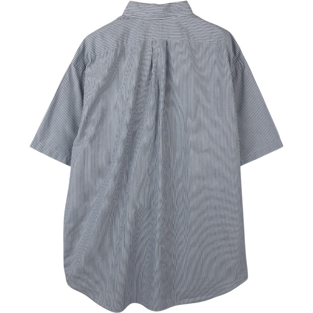 Ralph Lauren BLAKE Short-Sleeve Button-Down Striped Shirt, Men's Size XL (approx.) cotton blue type Vintage Second Hand
