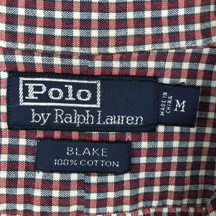 Ralph Lauren Polo by Ralph Lauren BLAKE Short-Sleeve Button-Down Check Shirt, Men's Size M (approx.) cotton red type Vintage Second Hand