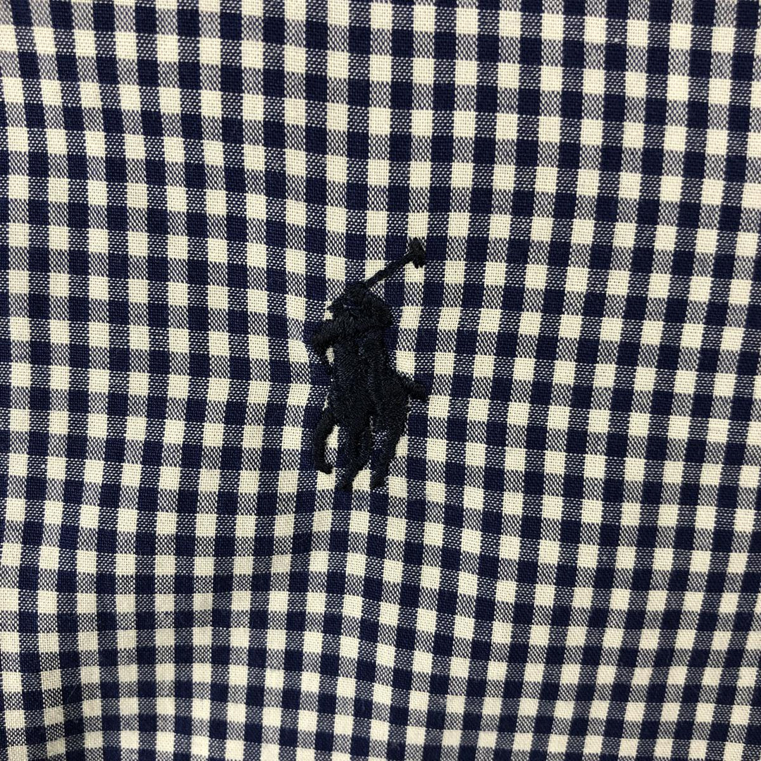 Ralph Lauren BLAKE Gingham Check Short Sleeve Button Down Check Shirt Men's Size L cotton blue type Vintage Second Hand