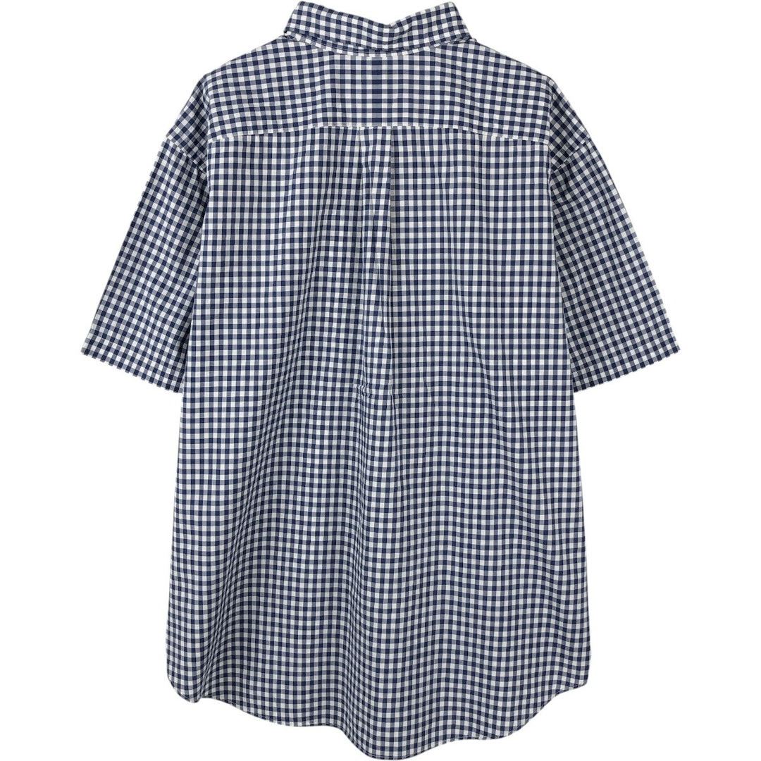 Ralph Lauren Classic Fit Gingham Check Short Sleeve Button Down Check Shirt Men's M unclear blue type Vintage Second Hand
