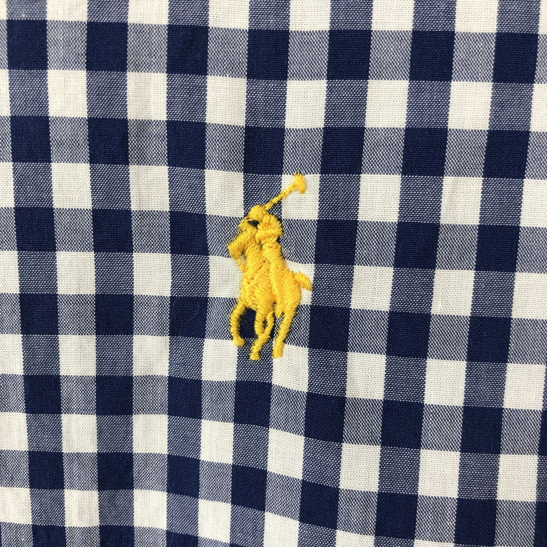 Ralph Lauren Classic Fit Gingham Check Short Sleeve Button Down Check Shirt Men's M unclear blue type Vintage Second Hand