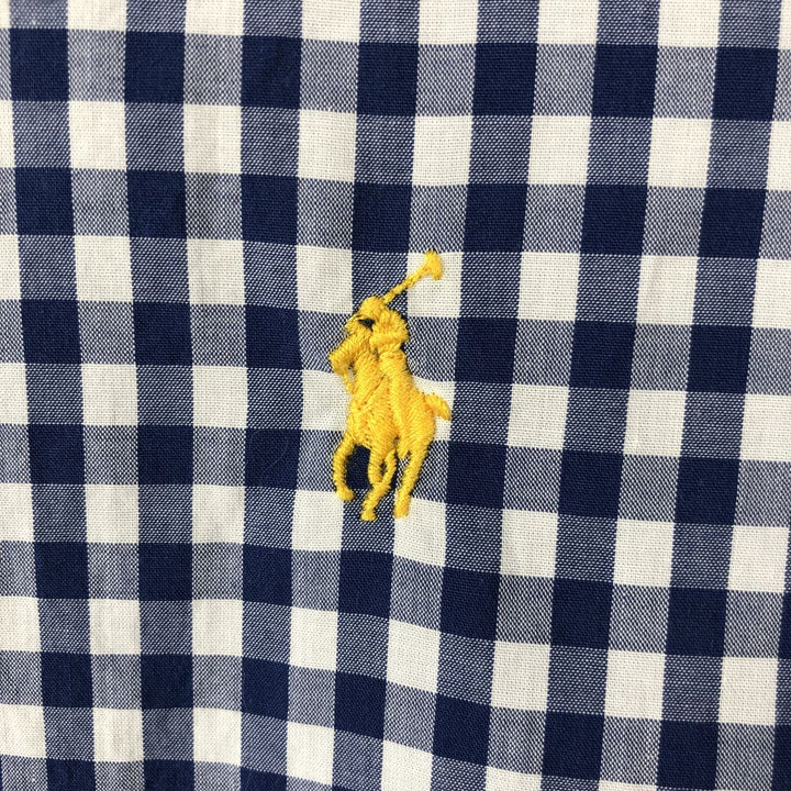 Ralph Lauren Classic Fit Gingham Check Short Sleeve Button Down Check Shirt Men's M unclear blue type Vintage Second Hand