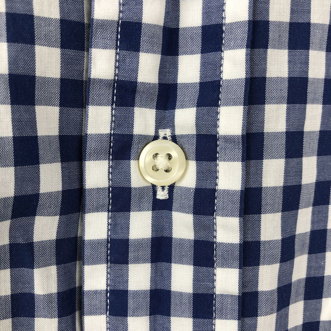 Ralph Lauren Classic Fit Gingham Check Short Sleeve Button Down Check Shirt Men's M unclear blue type Vintage Second Hand