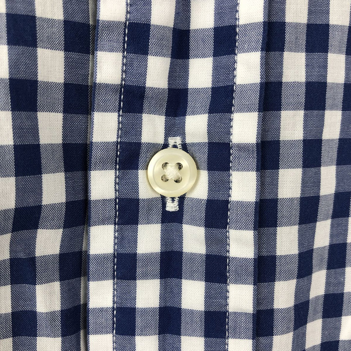 Ralph Lauren Classic Fit Gingham Check Short Sleeve Button Down Check Shirt Men's M unclear blue type Vintage Second Hand