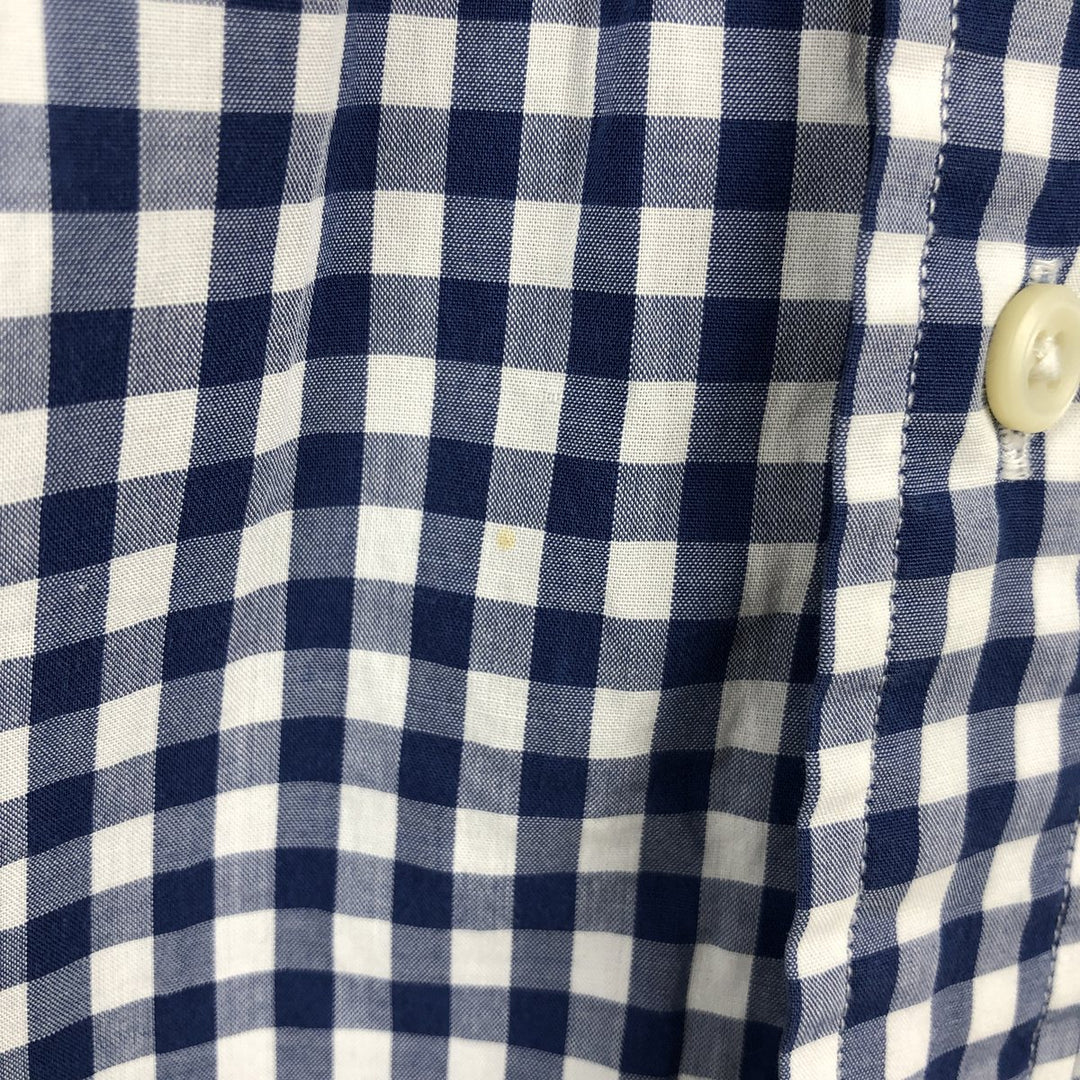 Ralph Lauren Classic Fit Gingham Check Short Sleeve Button Down Check Shirt Men's M unclear blue type Vintage Second Hand