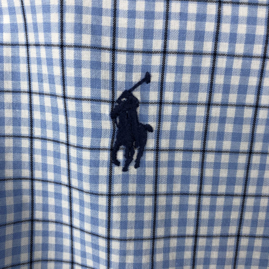 Ralph Lauren BLAKE short sleeve button down check shirt, men's size L cotton blue type Vintage Second Hand
