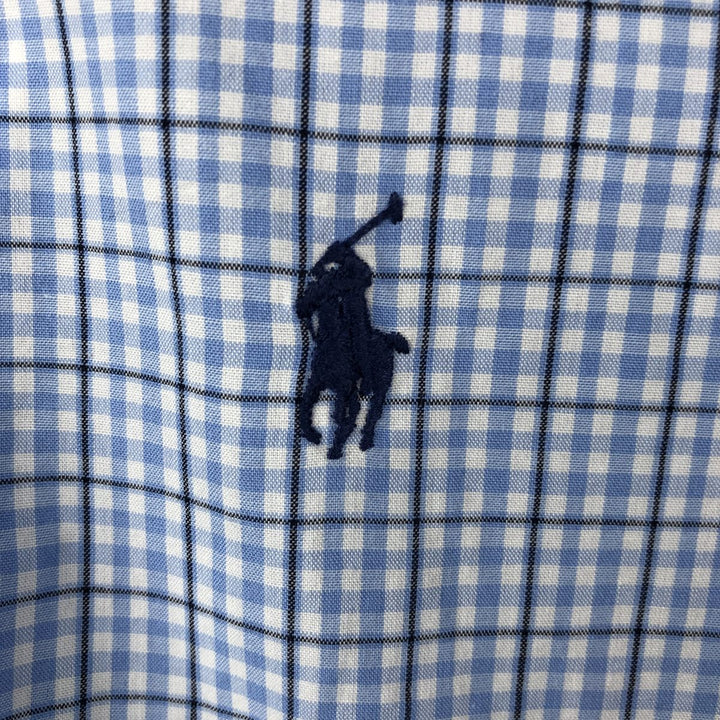 Ralph Lauren BLAKE short sleeve button down check shirt, men's size L cotton blue type Vintage Second Hand