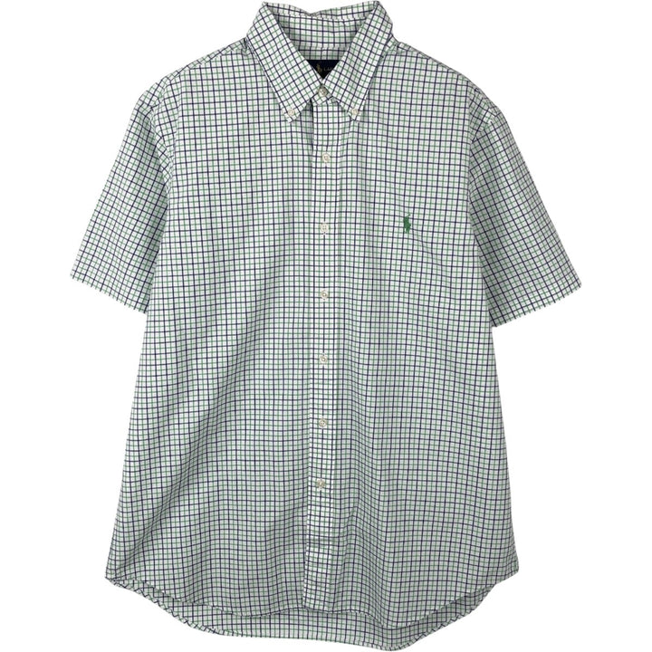 Ralph Lauren short sleeve button down check shirt, men's size L cotton white type Vintage Second Hand