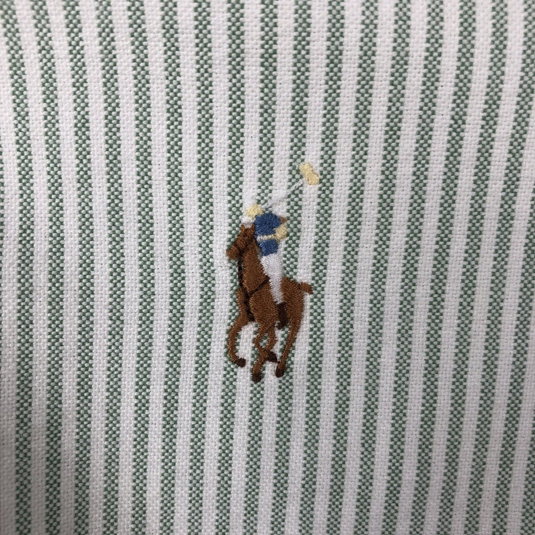 Ralph Lauren Classic Fit Short Sleeve Button Down Striped Shirt Men's Size L cotton green type Vintage Second Hand