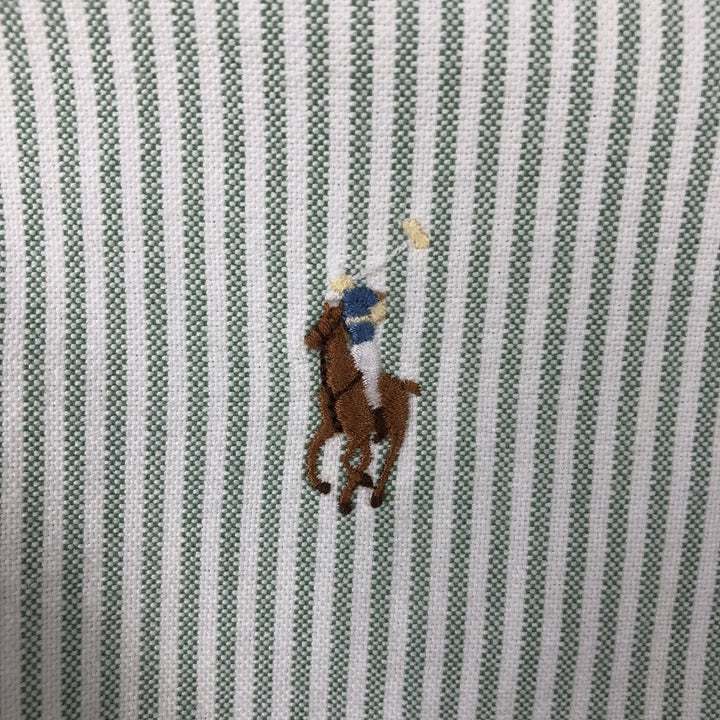 Ralph Lauren Classic Fit Short Sleeve Button Down Striped Shirt Men's Size L cotton green type Vintage Second Hand