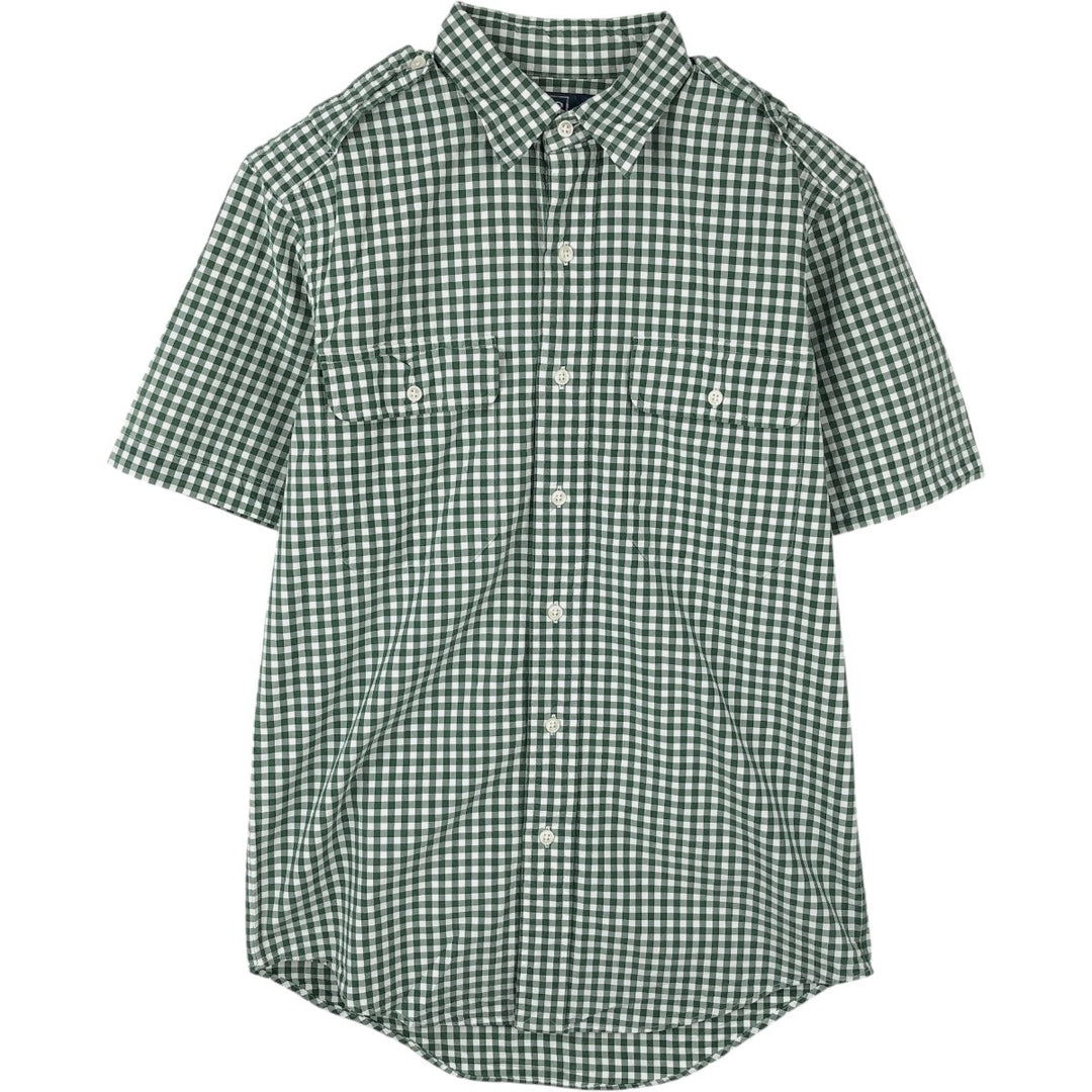 Ralph Lauren POLO by Ralph Lauren Gingham Check Short-Sleeve Cotton Check Shirt (Men's Size S) cotton green type Vintage Second Hand
