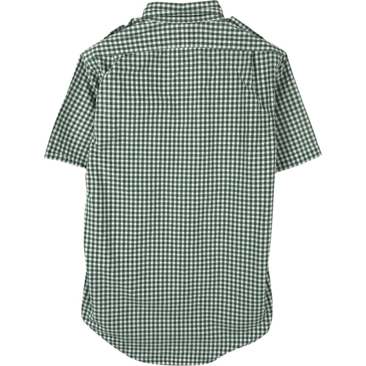 Ralph Lauren POLO by Ralph Lauren Gingham Check Short-Sleeve Cotton Check Shirt (Men's Size S) cotton green type Vintage Second Hand