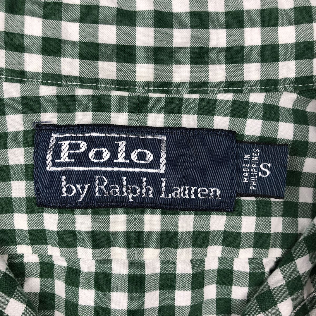 Ralph Lauren POLO by Ralph Lauren Gingham Check Short-Sleeve Cotton Check Shirt (Men's Size S) cotton green type Vintage Second Hand