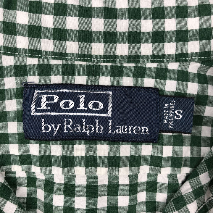 Ralph Lauren POLO by Ralph Lauren Gingham Check Short-Sleeve Cotton Check Shirt (Men's Size S) cotton green type Vintage Second Hand
