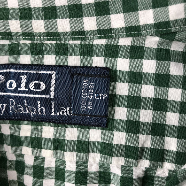 Ralph Lauren POLO by Ralph Lauren Gingham Check Short-Sleeve Cotton Check Shirt (Men's Size S) cotton green type Vintage Second Hand