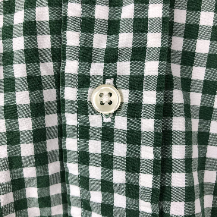 Ralph Lauren POLO by Ralph Lauren Gingham Check Short-Sleeve Cotton Check Shirt (Men's Size S) cotton green type Vintage Second Hand