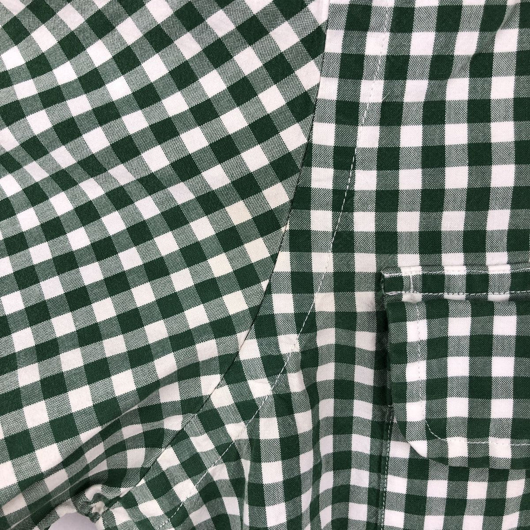 Ralph Lauren POLO by Ralph Lauren Gingham Check Short-Sleeve Cotton Check Shirt (Men's Size S) cotton green type Vintage Second Hand