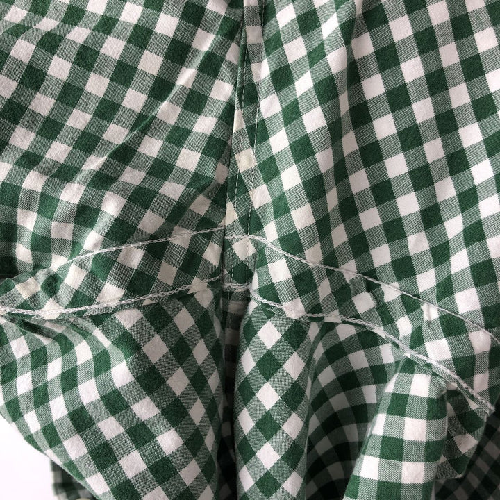 Ralph Lauren POLO by Ralph Lauren Gingham Check Short-Sleeve Cotton Check Shirt (Men's Size S) cotton green type Vintage Second Hand