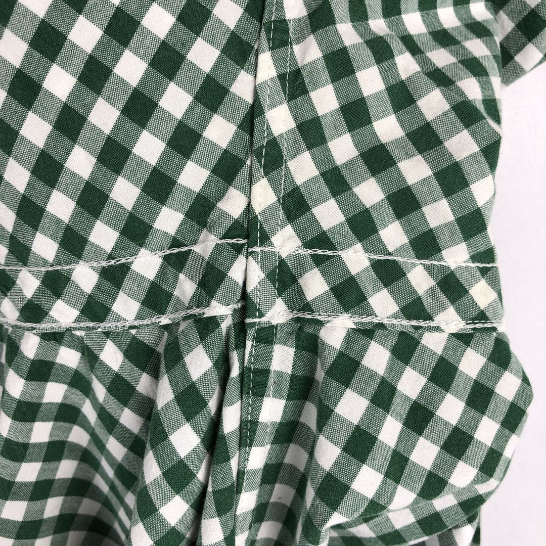 Ralph Lauren POLO by Ralph Lauren Gingham Check Short-Sleeve Cotton Check Shirt (Men's Size S) cotton green type Vintage Second Hand