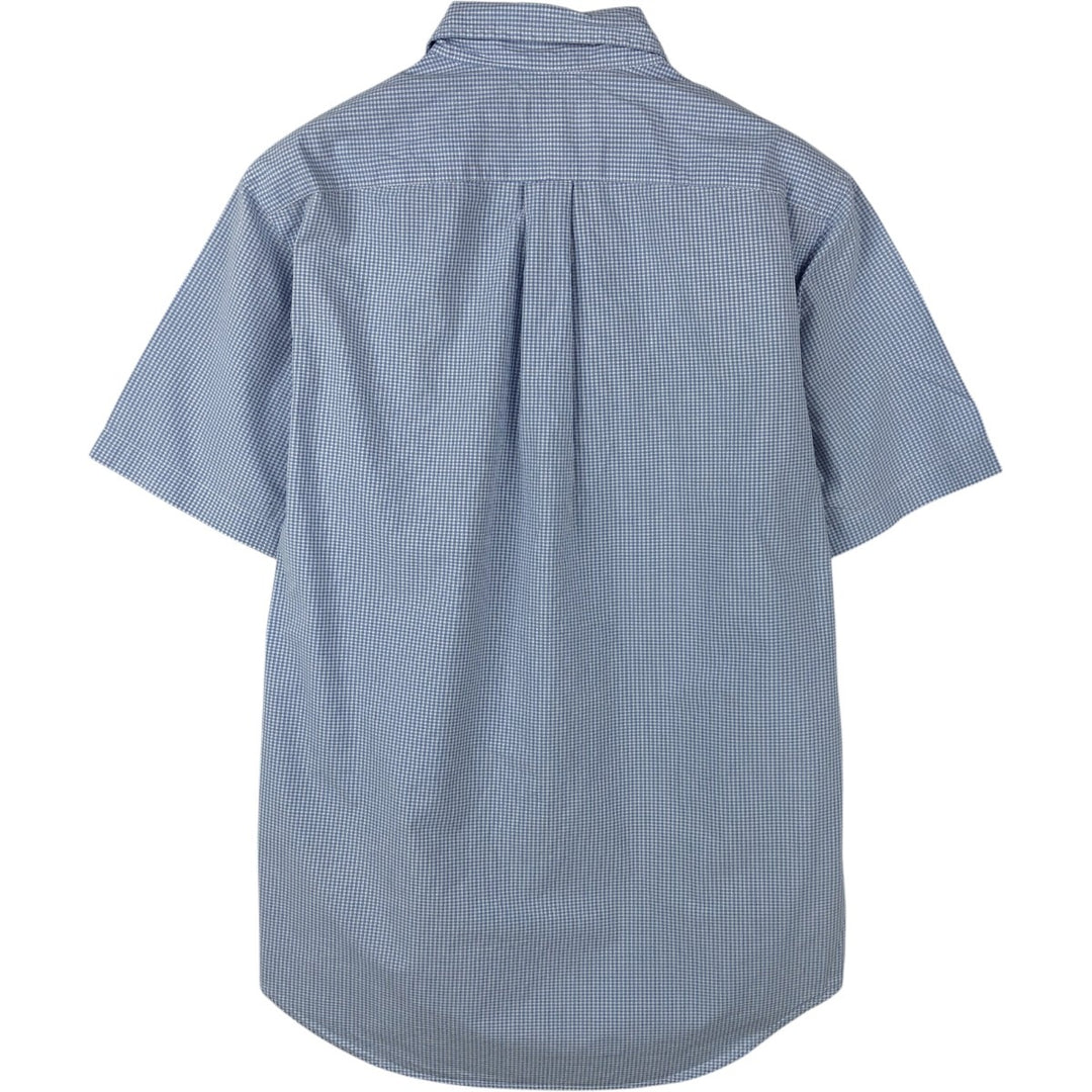 Ralph Lauren Gingham Check Short Sleeve Button Down Check Shirt Men's M Size cotton Blue type light blue Vintage Second Hand