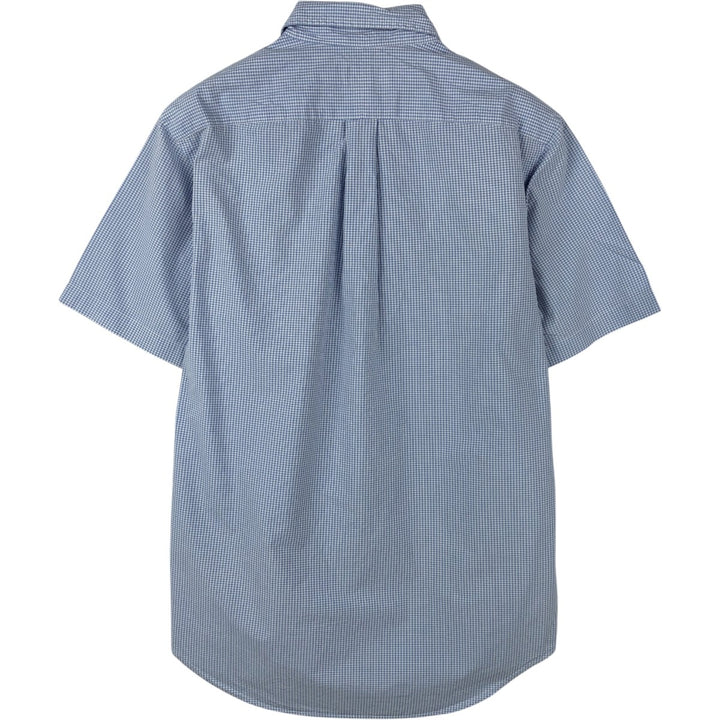 Ralph Lauren Gingham Check Short Sleeve Button Down Check Shirt Men's M Size cotton Blue type light blue Vintage Second Hand