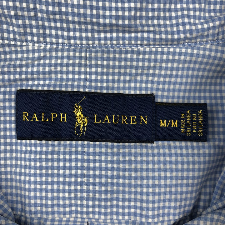 Ralph Lauren Gingham Check Short Sleeve Button Down Check Shirt Men's M Size cotton Blue type light blue Vintage Second Hand