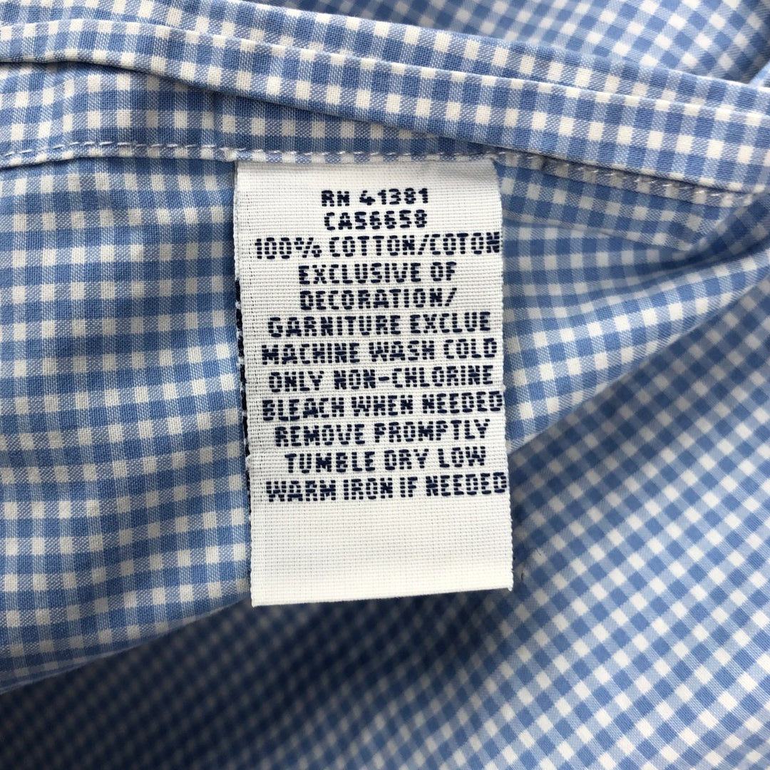 Ralph Lauren Gingham Check Short Sleeve Button Down Check Shirt Men's M Size cotton Blue type light blue Vintage Second Hand
