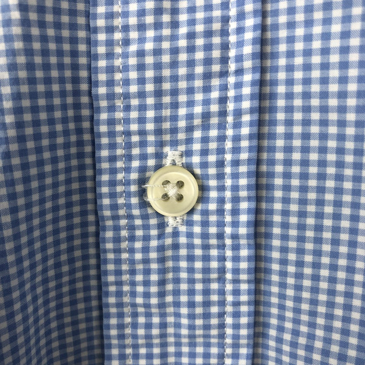 Ralph Lauren Gingham Check Short Sleeve Button Down Check Shirt Men's M Size cotton Blue type light blue Vintage Second Hand