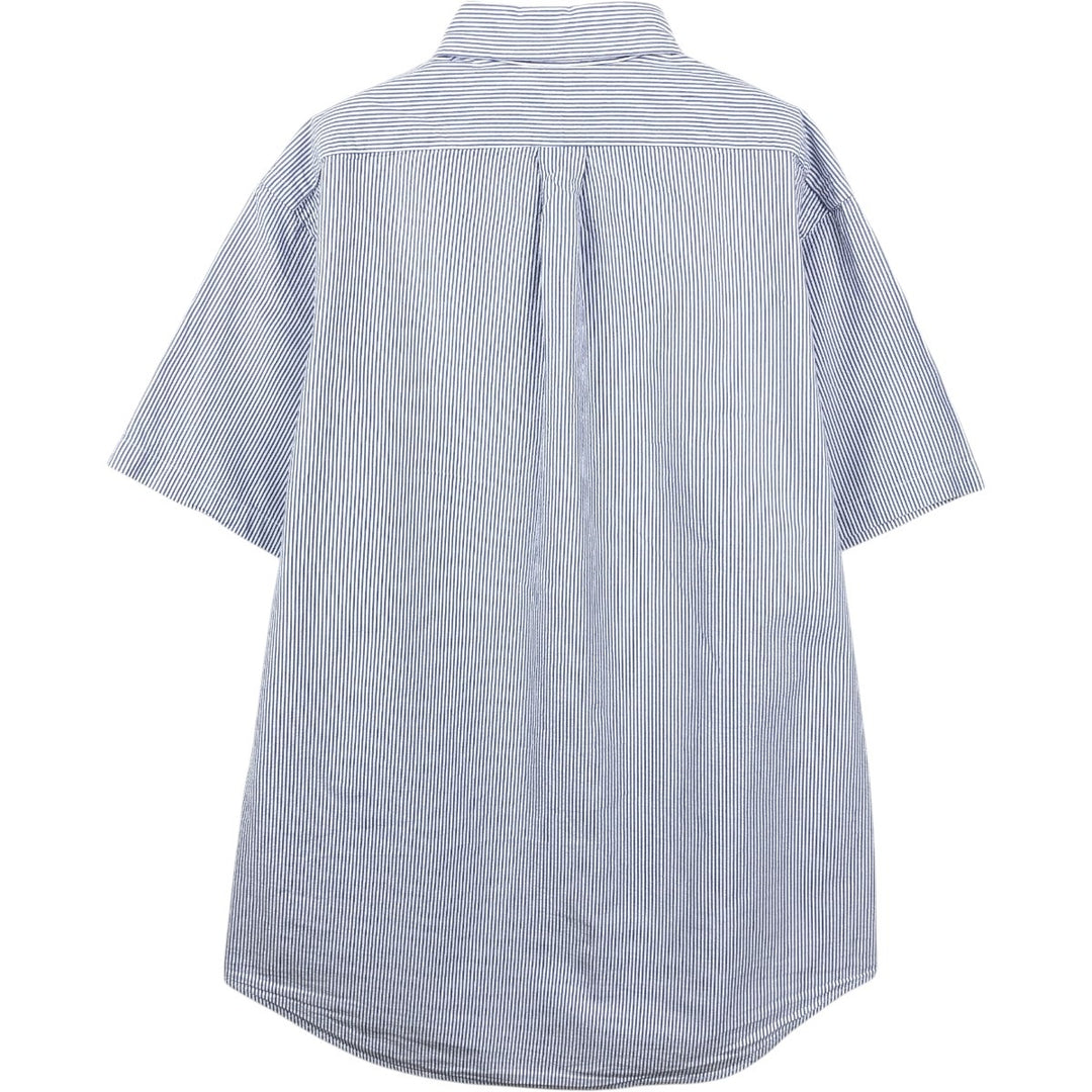 Ralph Lauren Seersucker Short Sleeve Button-Down Striped Shirt, Men's Size L cotton blue type Vintage Second Hand