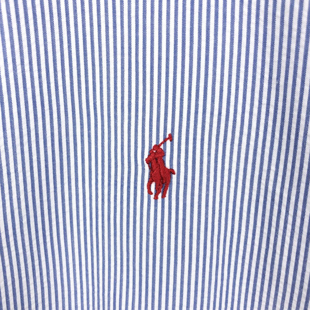 Ralph Lauren Seersucker Short Sleeve Button-Down Striped Shirt, Men's Size L cotton blue type Vintage Second Hand