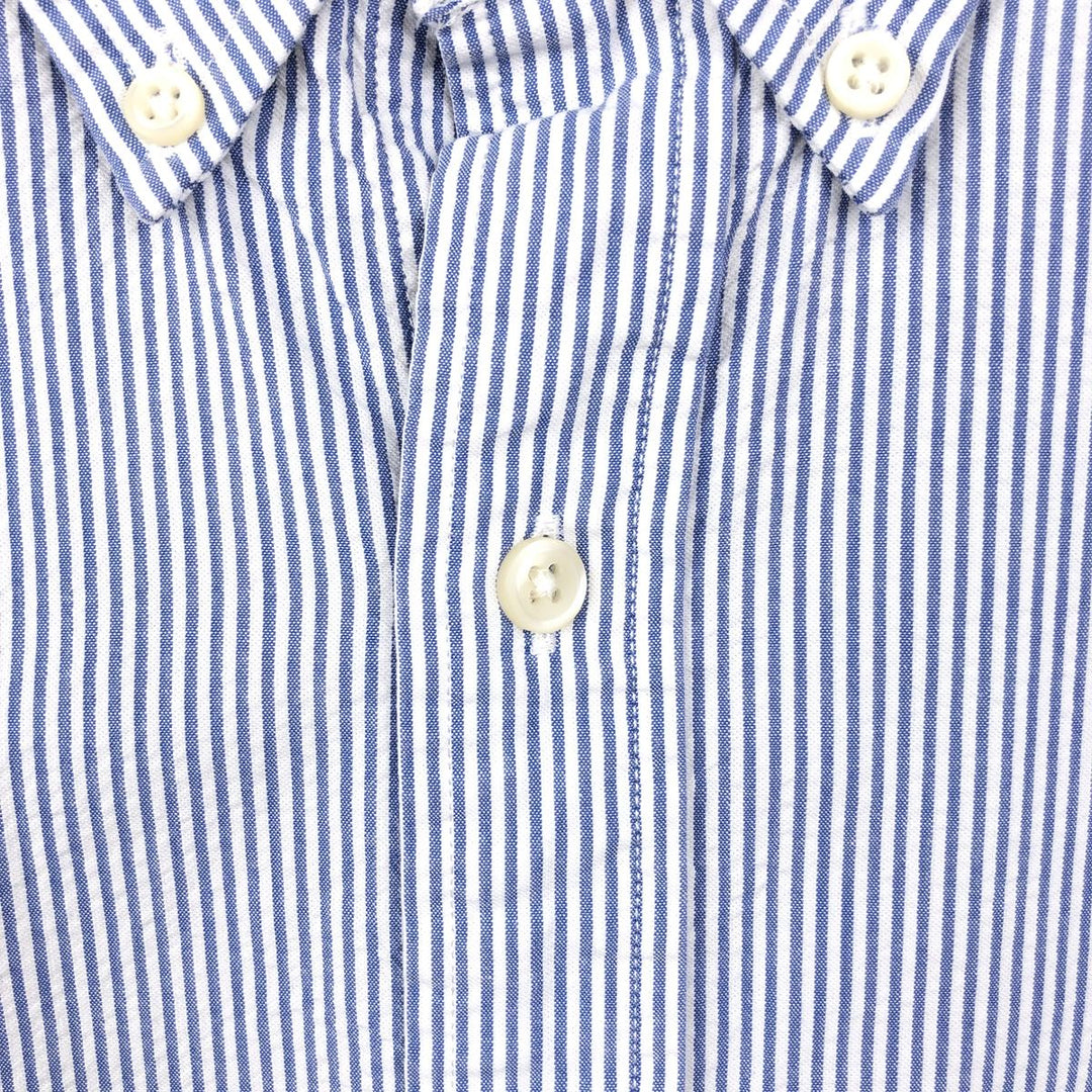 Ralph Lauren Seersucker Short Sleeve Button-Down Striped Shirt, Men's Size L cotton blue type Vintage Second Hand
