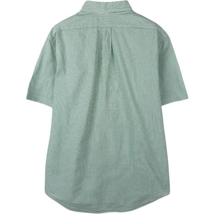 Ralph Lauren CUSTOM FIT Seersucker Short-Sleeve Button-Down Striped Shirt, Men's Size L (approx.) cotton green type Vintage Second Hand