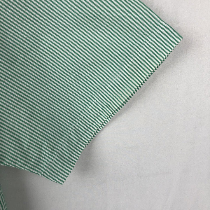 Ralph Lauren CUSTOM FIT Seersucker Short-Sleeve Button-Down Striped Shirt, Men's Size L (approx.) cotton green type Vintage Second Hand