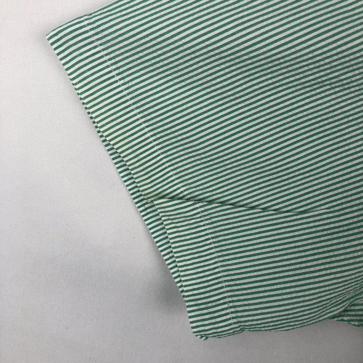 Ralph Lauren CUSTOM FIT Seersucker Short-Sleeve Button-Down Striped Shirt, Men's Size L (approx.) cotton green type Vintage Second Hand
