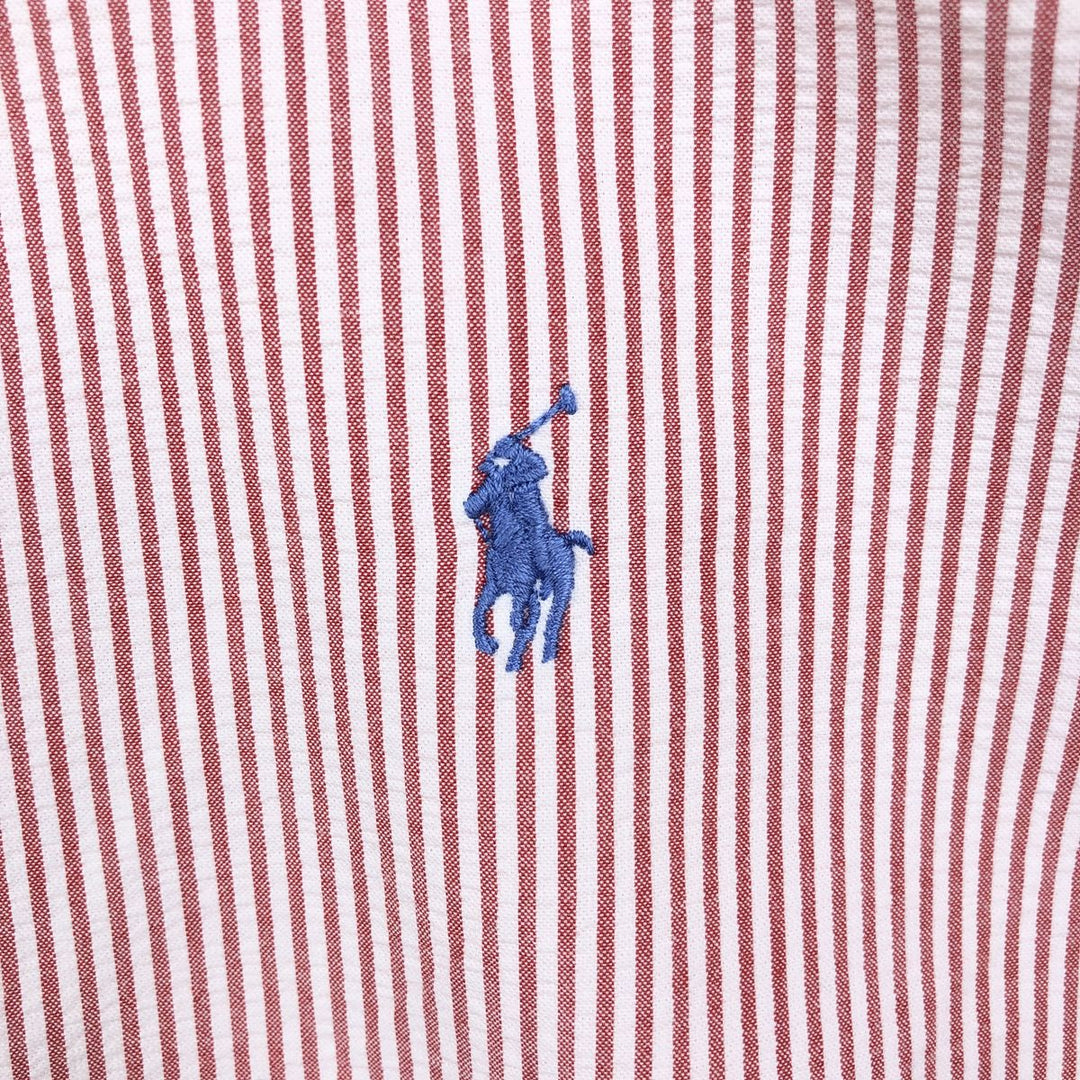 Ralph Lauren CLASSIC FIT Classic Fit Seersucker Short Sleeve Button Down Striped Shirt Men's XL cotton red type Vintage Second Hand