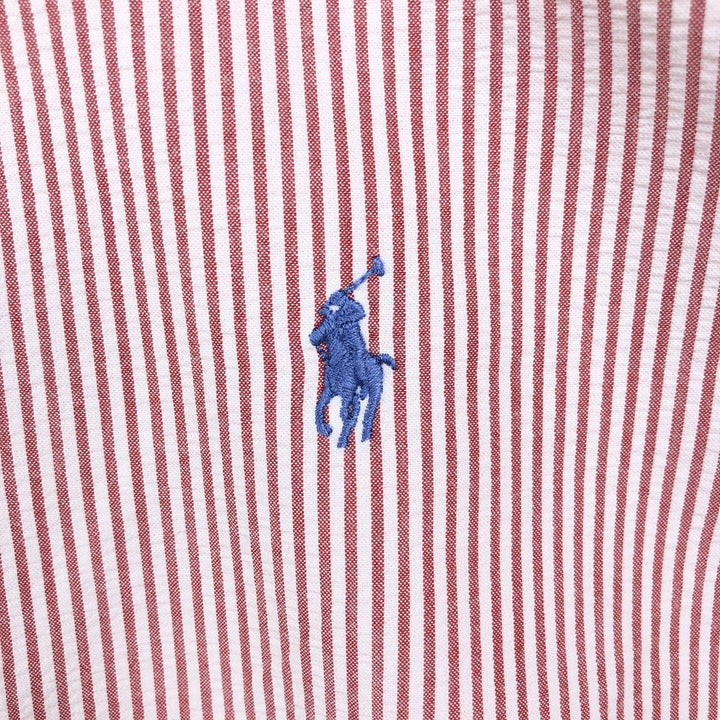 Ralph Lauren CLASSIC FIT Classic Fit Seersucker Short Sleeve Button Down Striped Shirt Men's XL cotton red type Vintage Second Hand